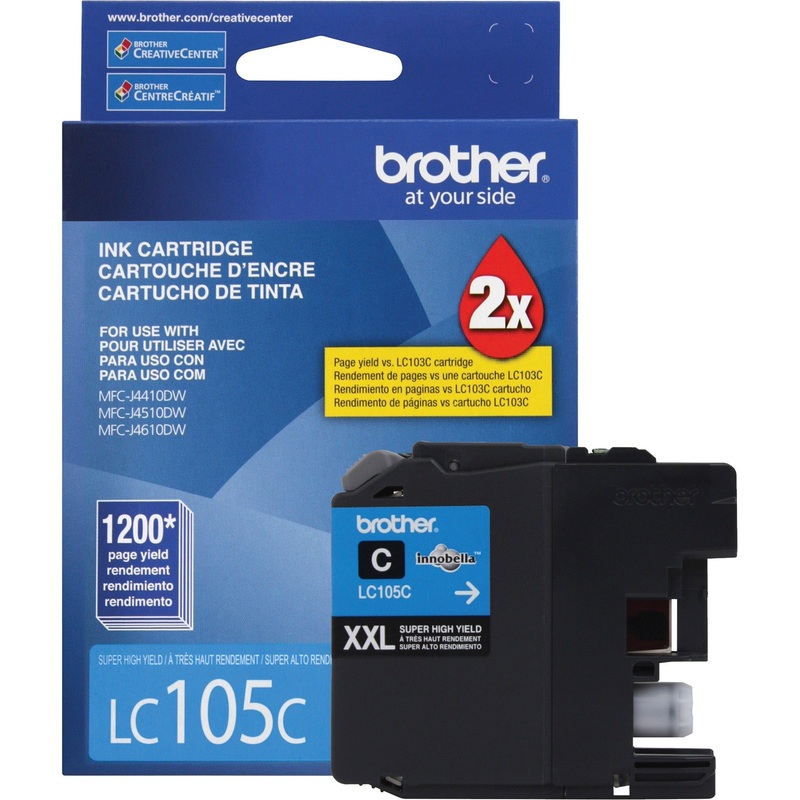 Brother Genuine Innobella LC105C Super High Yield Cyan Ink Cartridge. – BRTLC105C
