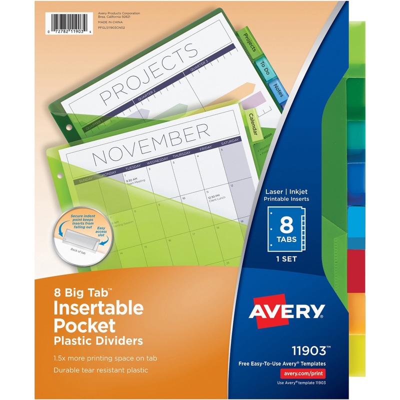 Avery Big Tab Insertable Plastic Dividers w/Pockets – AVE11903