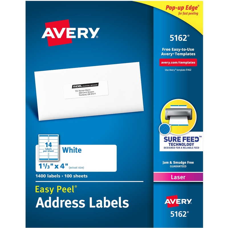 Avery Easy Peel Mailing Laser Labels – AVE5162