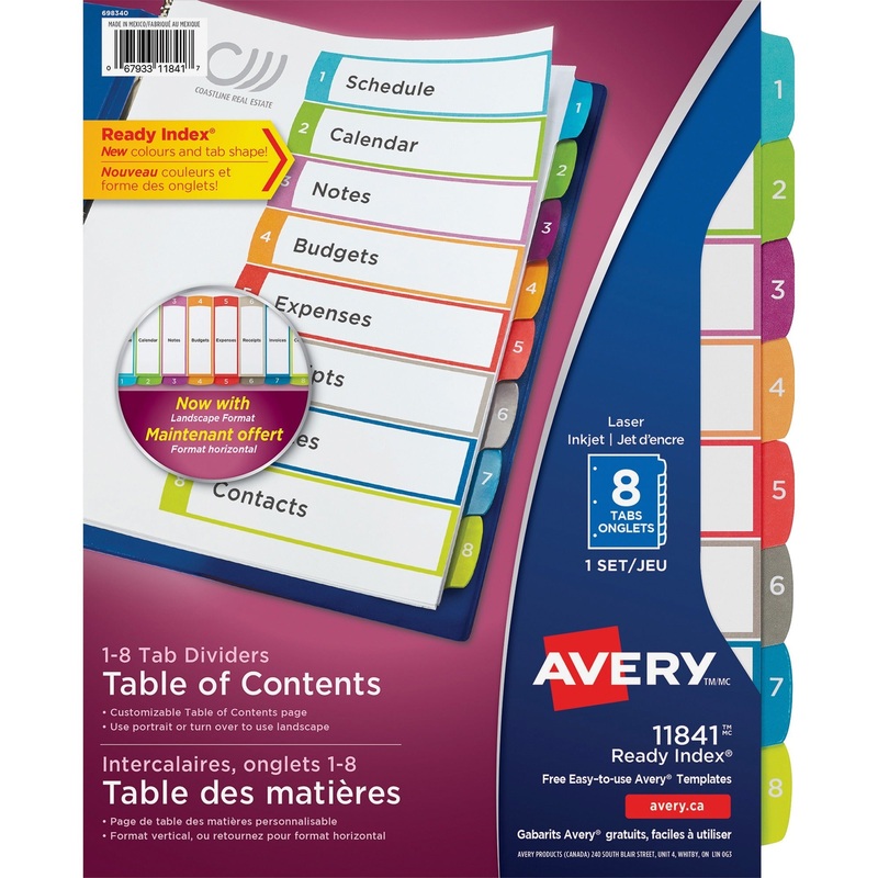 Avery Ready Index Custom TOC Binder Dividers – AVE11841
