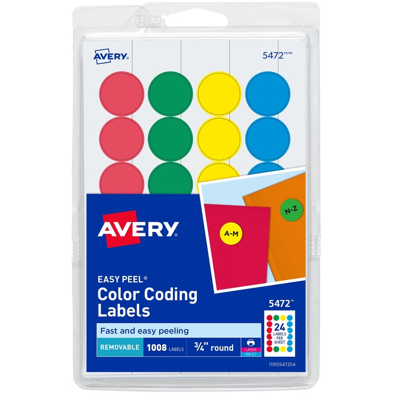 Avery Removable Print or Write Color Coding Labels – AVE05472