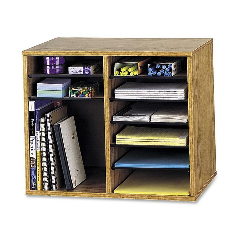 Safco Adjustable 12-Slot Wood Literature Organizer – SAF9420MO