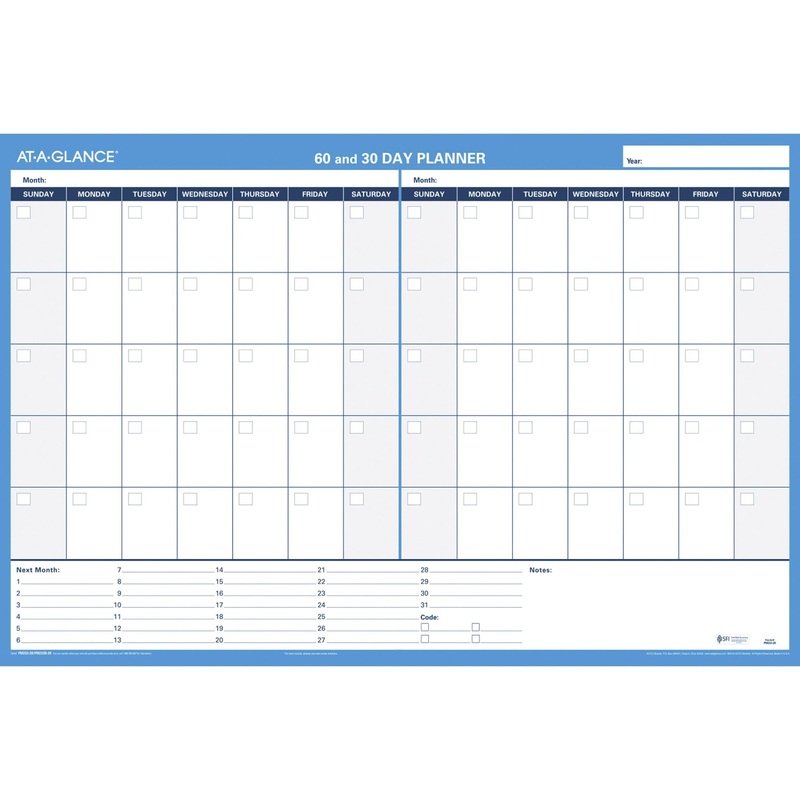 At-A-Glance 30/60-Day Erasable Horizontal Wall Planner – AAGPM23328