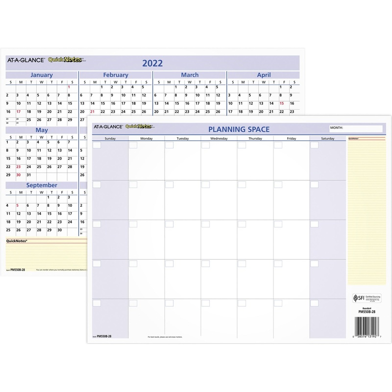 At-A-Glance Quicknotes Mini Erasable Yearly Wall Planner – AAGPM550B28