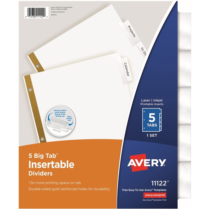 Avery Big Tab Insertable Dividers – Reinforced Gold Edge – AVE11122