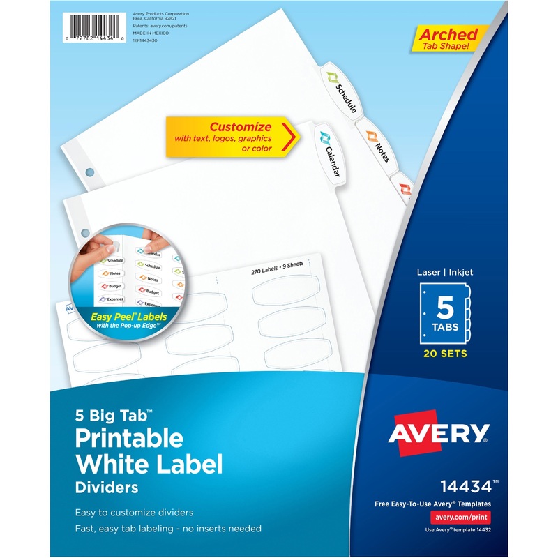 Avery Big Tab Printable White Label Dividers – AVE14434