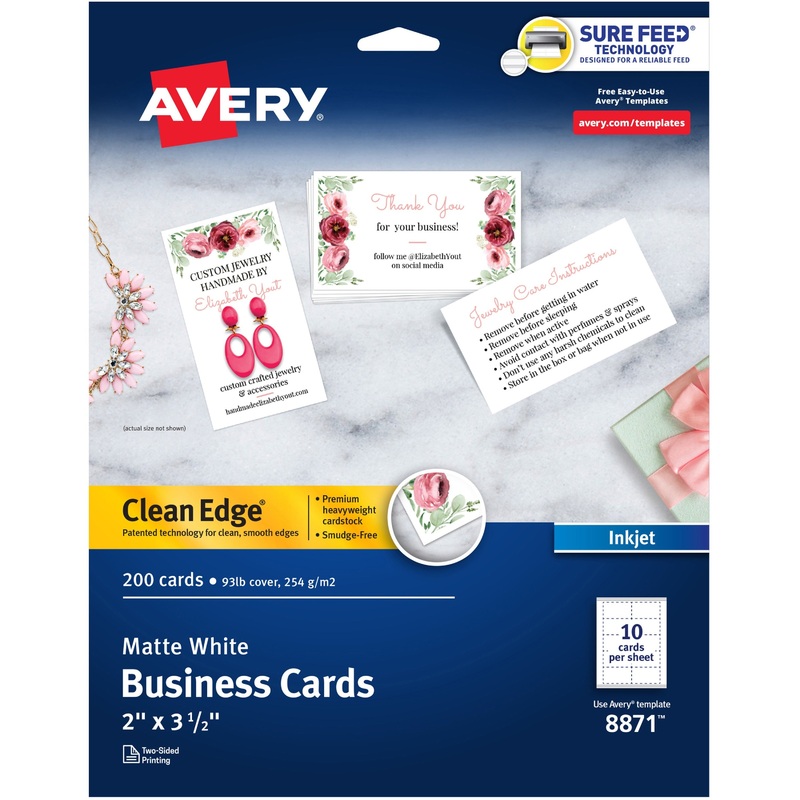 Avery Clean Edge Business Cards, 2 x 3.5 , White, 200 (08871) – AVE8871