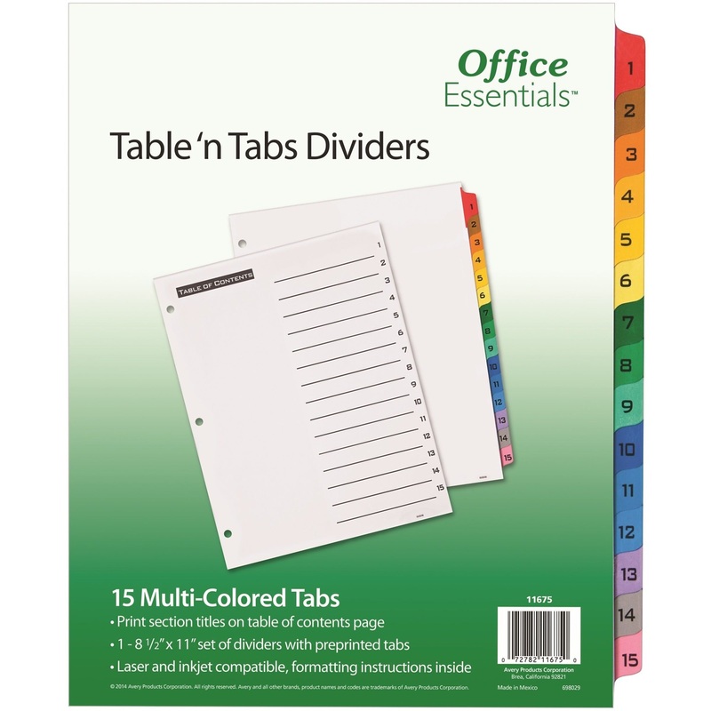 Avery Office Essentials Table ‘n Tabs Dividers – AVE11675