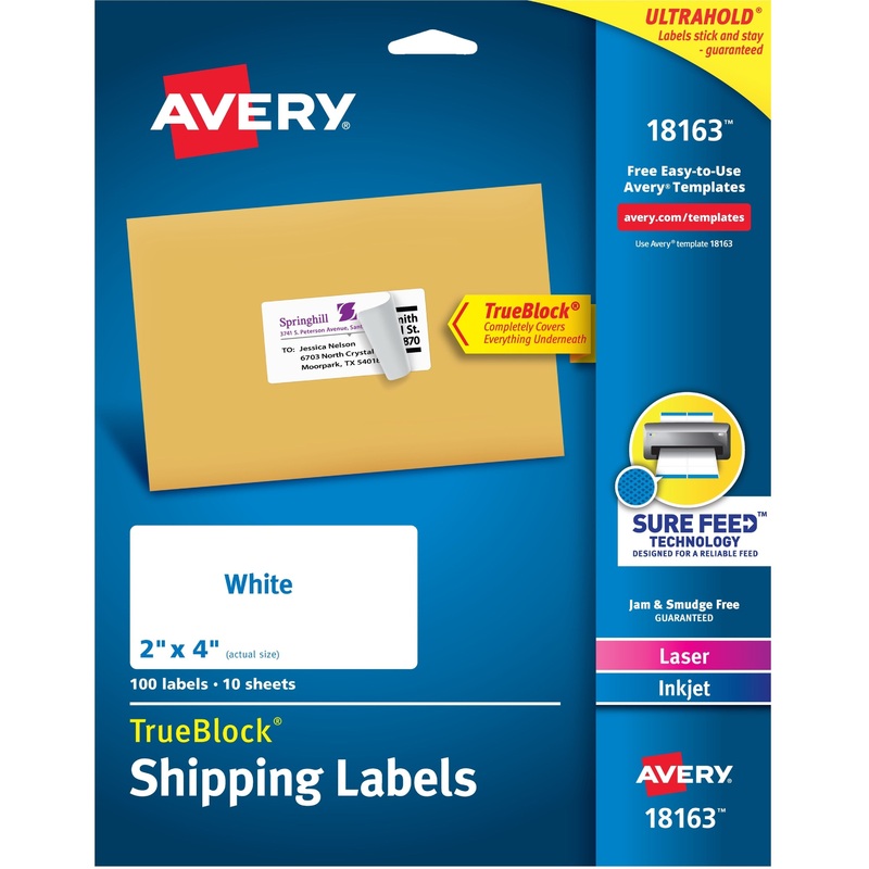 Avery TrueBlock Shipping Labels – Sure Feed Technology – AVE18163