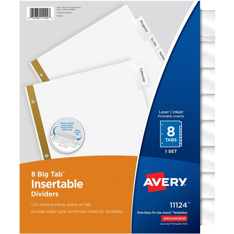 Avery Worksaver Big Tab Insertable Indexes – AVE11124