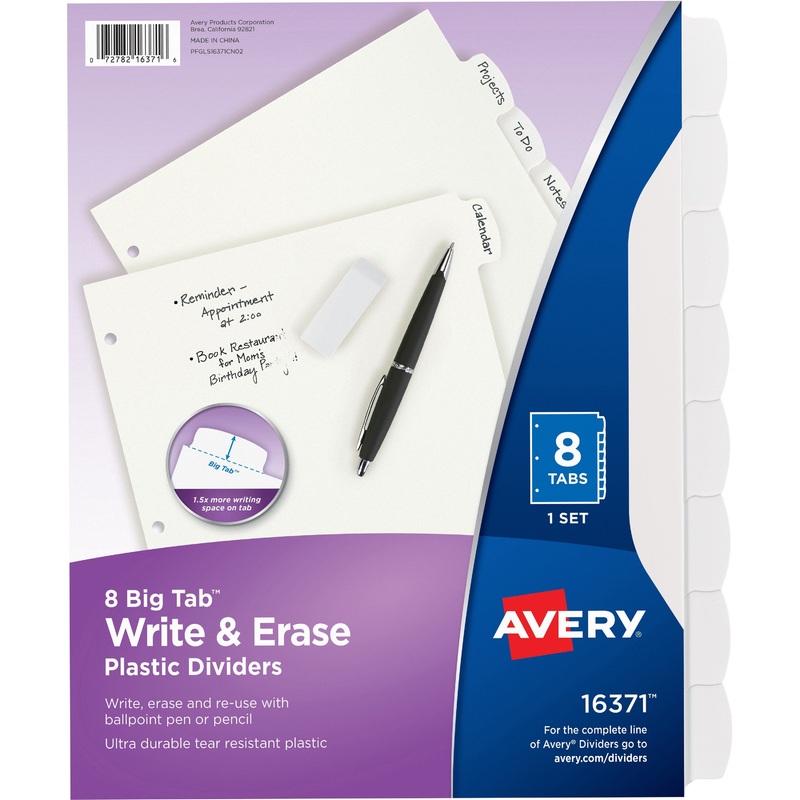 Avery Big Tab Write & Erase Dividers – AVE16371