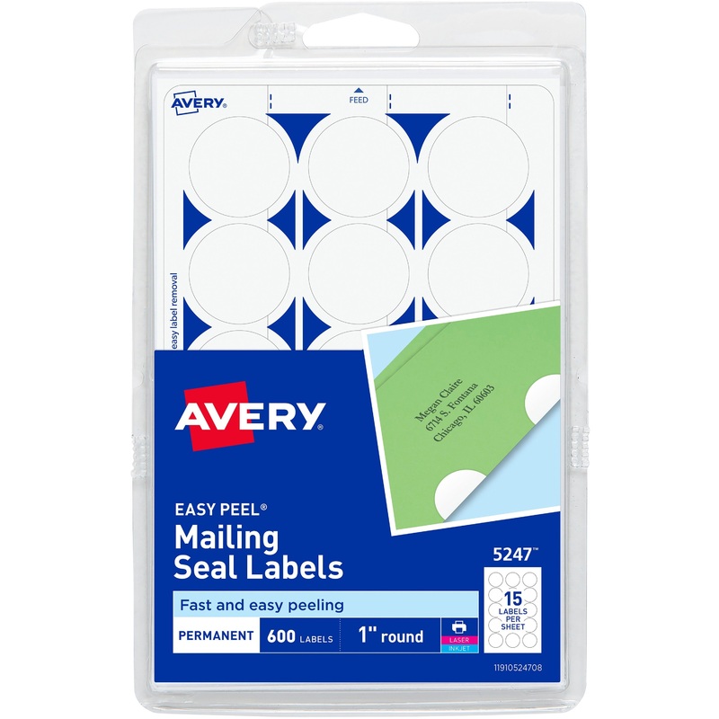 Avery Mailing Seals, Permanent, 1 Diameter, 600 Labels (5247) – AVE05247