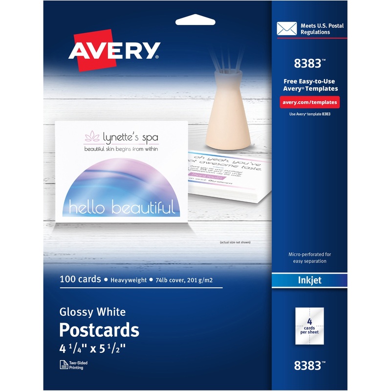 Avery Postcards – AVE8383|<ul><li>4 Card per Sheet</li><li>25 Sheet per Pack</li></ul>|Invitation,Announcement