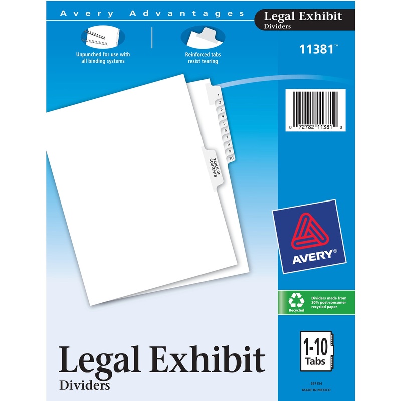 Avery Premium Collated Legal Exhibit Dividers with Table of Contents Tab – Avery Style – AVE11381