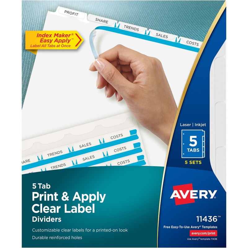 Avery Print & Apply Clear Label Dividers – Index Maker Easy Apply Label Strip – AVE11436