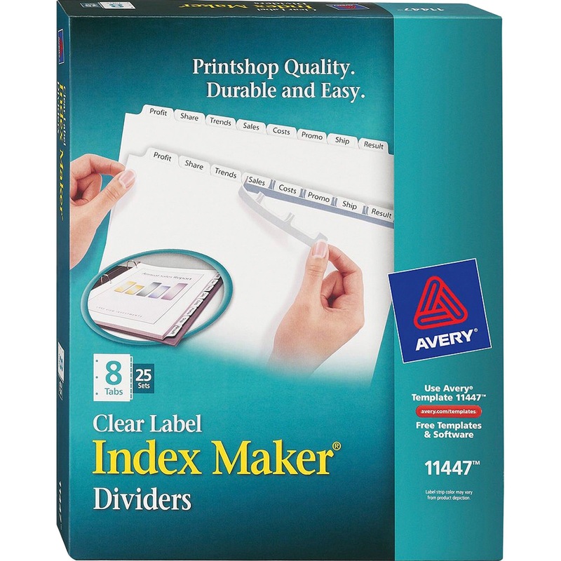 Avery Print & Apply Clear Label Dividers – Index Maker Easy Apply Label Strip – AVE11447