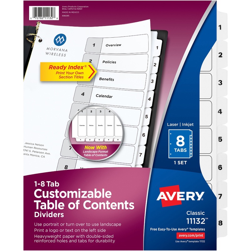 Avery Ready Index Classic Tab Binder Dividers – AVE11132