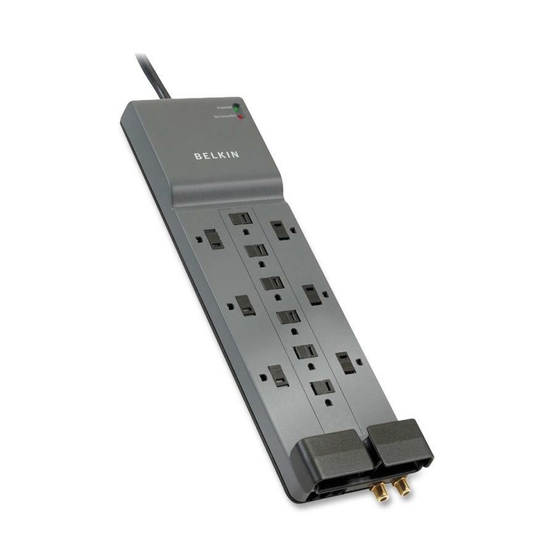 Belkin 12-Outlet Home/Office Surge Protector with 8-foot cord – 8 foot Cable – Black – 3780 Joules – BLKBE11223008