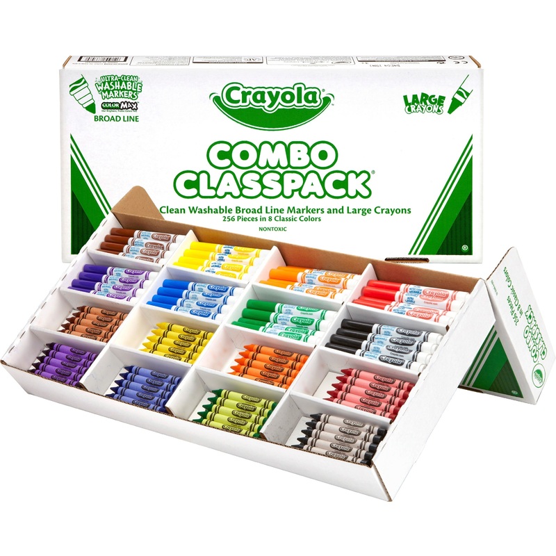 Crayola 8-Color Combo Large Crayon/Washable Marker Classpack – CYO523348