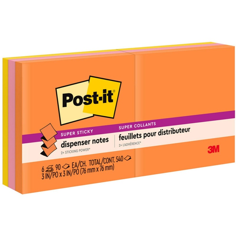 Post-it Super Sticky Dispenser Notes – Energy Boost Color Collection – MMMR3306SSUC