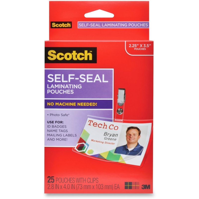 Scotch Self-Laminating ID Clip-Style Pouches – MMMLS852G