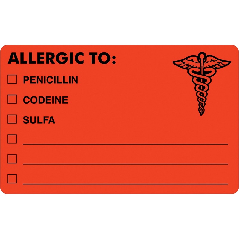 Tabbies ALLERGIC TO Medical Allergy Label – TAB00488