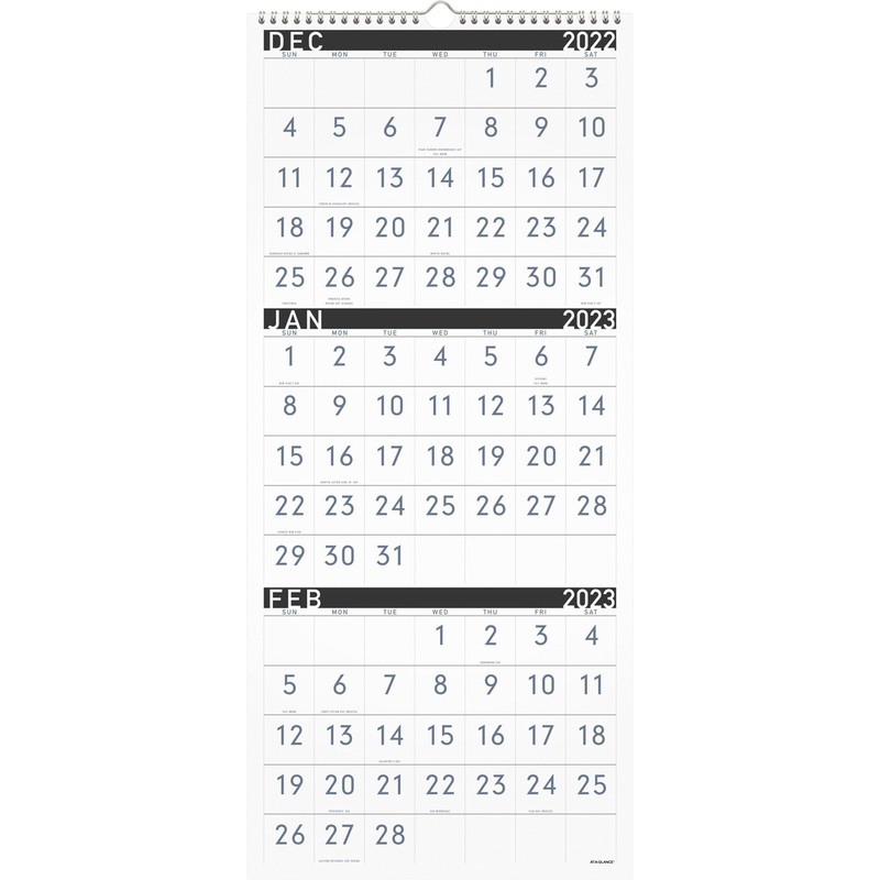 At-A-Glance Contemporary 3-Month Vertical Wall Calendar – AAGPM11X28