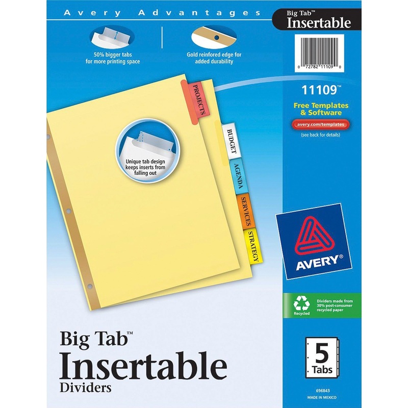 Avery Big Tab Insertable Dividers – Reinforced Gold Edge – AVE11109