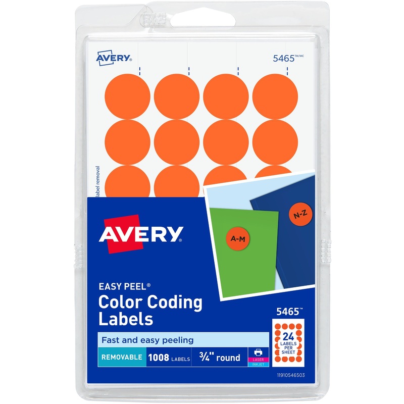 Avery Color-Coding Labels, Removable Adhesive, 3/4 Diameter, 1,008 Labels – AVE05465