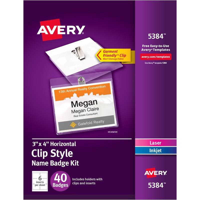 Avery Garment-Friendly Clip-Style Name Badges – AVE5384