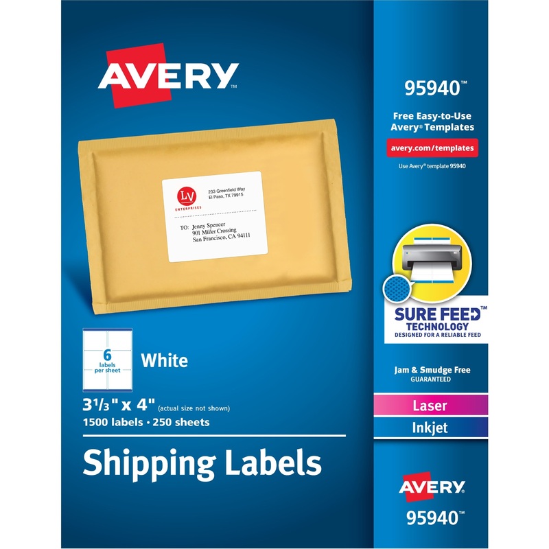 Avery Shipping Labels – Sure Feed Technology – AVE95940
