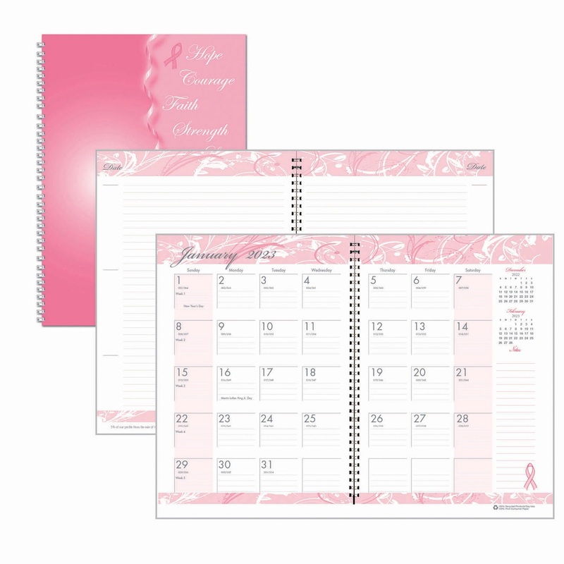 House of Doolittle BCA Pink Cover Monthly Wirebound Journal – HOD5226