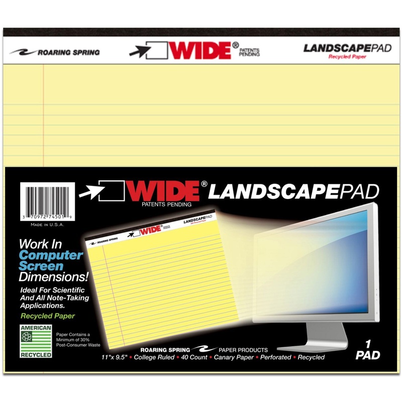 Roaring Spring Wide College Ruled Landscape Legal Pad – ROA74501