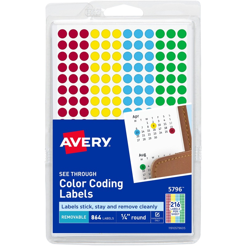 Avery Assorted Removable See-Through Color Dots – AVE05796
