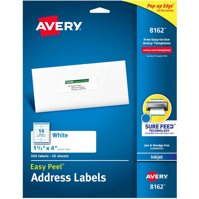 Avery Easy Peel White Inkjet Mailing Labels – AVE8162