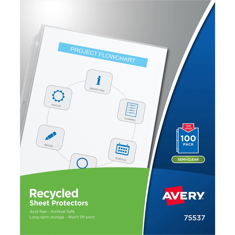 Avery Economy Recycled Sheet Protectors – Acid-free, Archival-Safe, Top-Loading – AVE75537