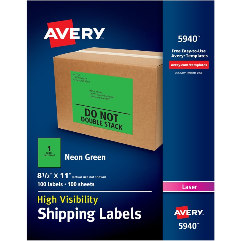Avery High Visibility Neon Shipping Labels – AVE5940
