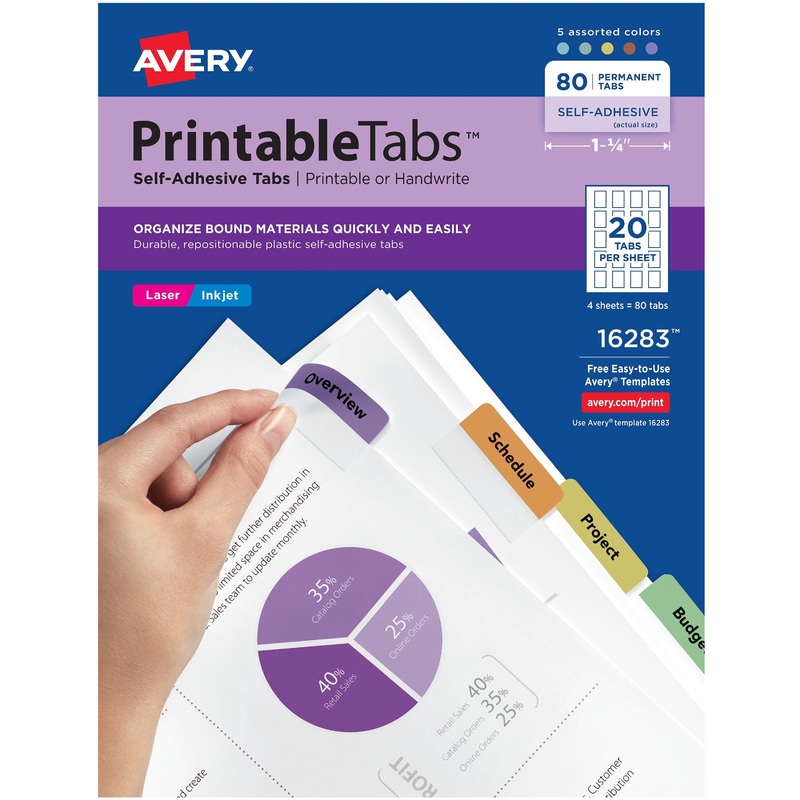 Avery Printable Repositionable Tabs – AVE16283