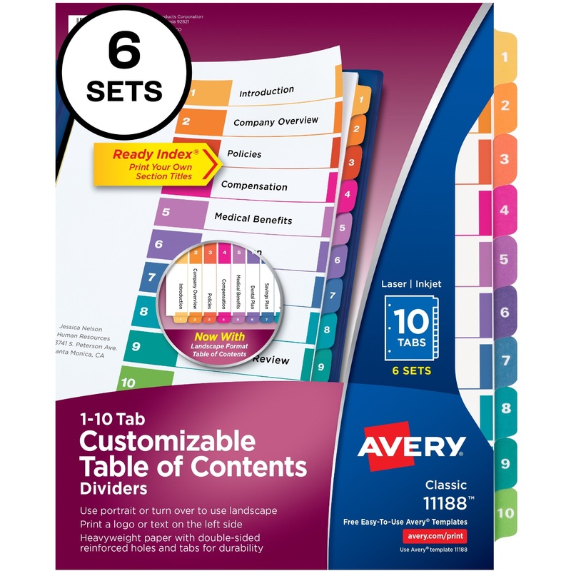 Avery Ready Index Custom TOC Binder Dividers – AVE11188