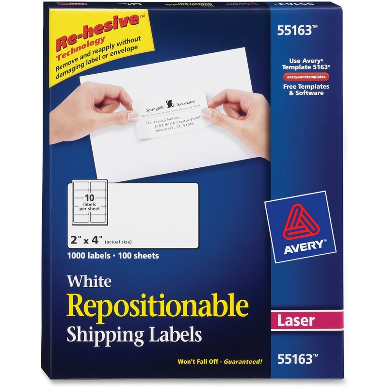 Avery Repositionable Shipping Labels – Sure Feed Technology – AVE55163