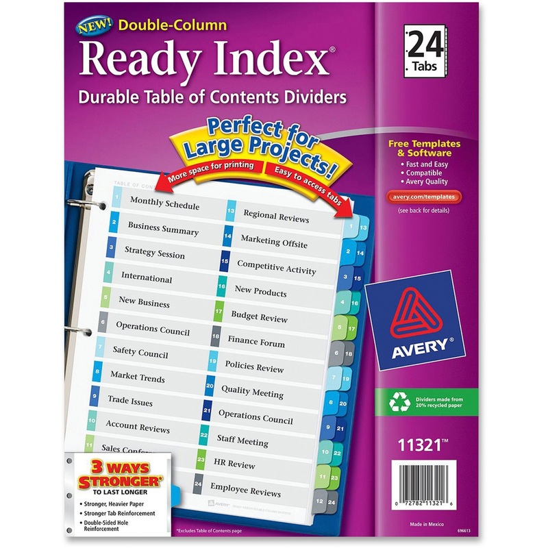 Avery Two-Column Table Contents Dividers w/Tabs – AVE11321