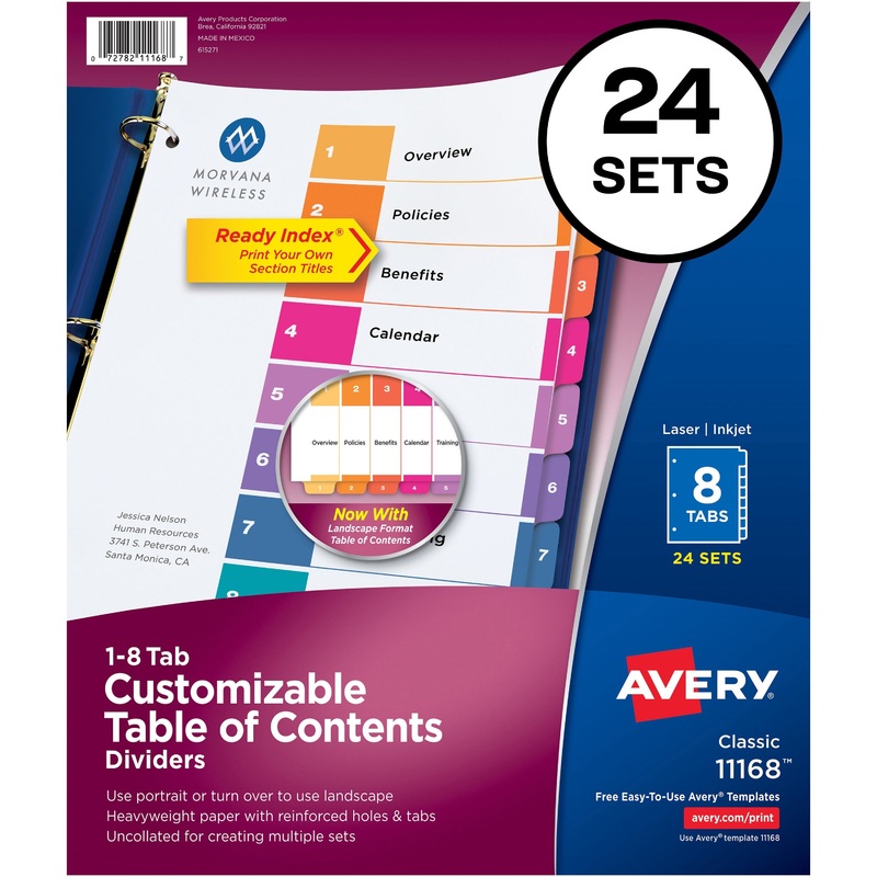 Avery Ready Index Customizable TOC Dividers – AVE11168