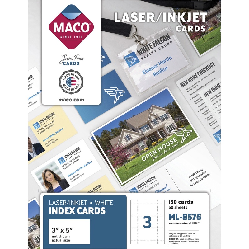MACO Micro-perforated Laser/Ink Jet Unruled Index Cards – MACML8576