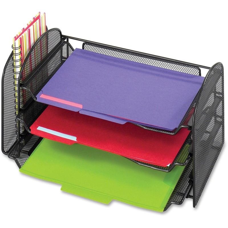 Safco Onyx 1 Upright/3 Tray Mesh Desk Organizer – SAF3265BL