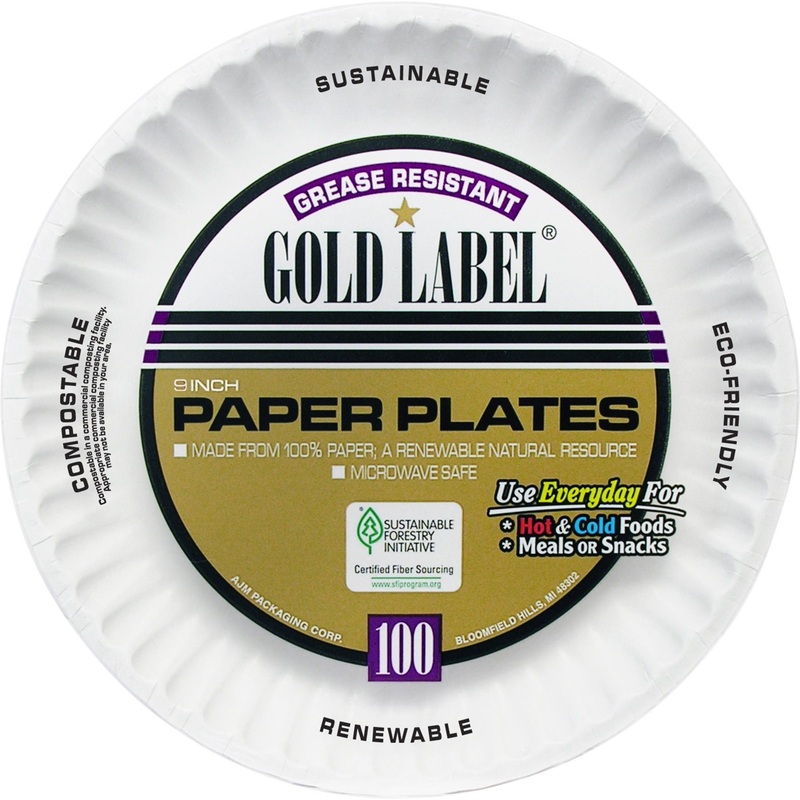 AJM Dinnerware Paper Plates – AJMCP9GOEWH