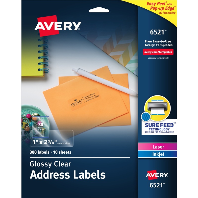 Avery Easy Peel High Gloss Clear Mailing Labels – AVE6521
