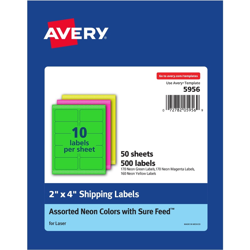 Avery High Visibility Neon Shipping Labels – AVE5956