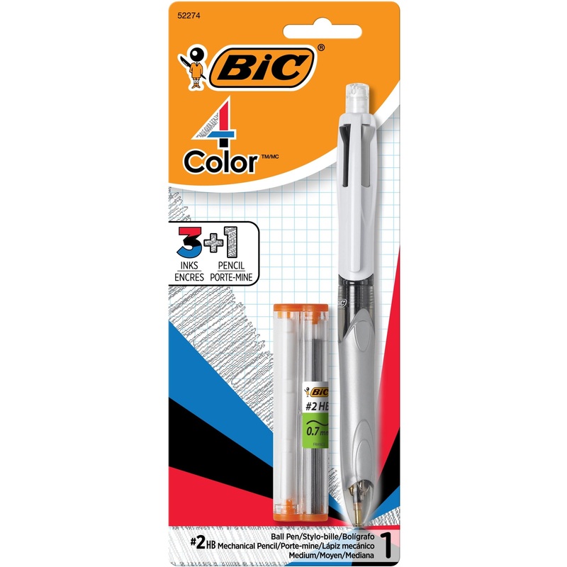 BIC 4-Color 3+1 Ball Pen and Pencil, Assorted Inks, 1 Pack – BICMMLP1AST