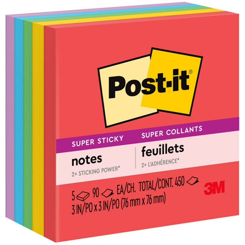 Post-it Super Sticky Notes – Playful Primaries Color Collection – MMM6545SSAN