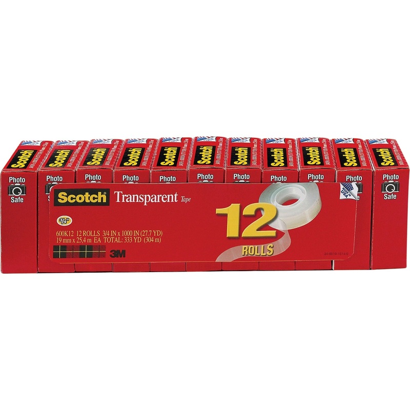 Scotch Transparent Tape – 3/4W – MMM600K12